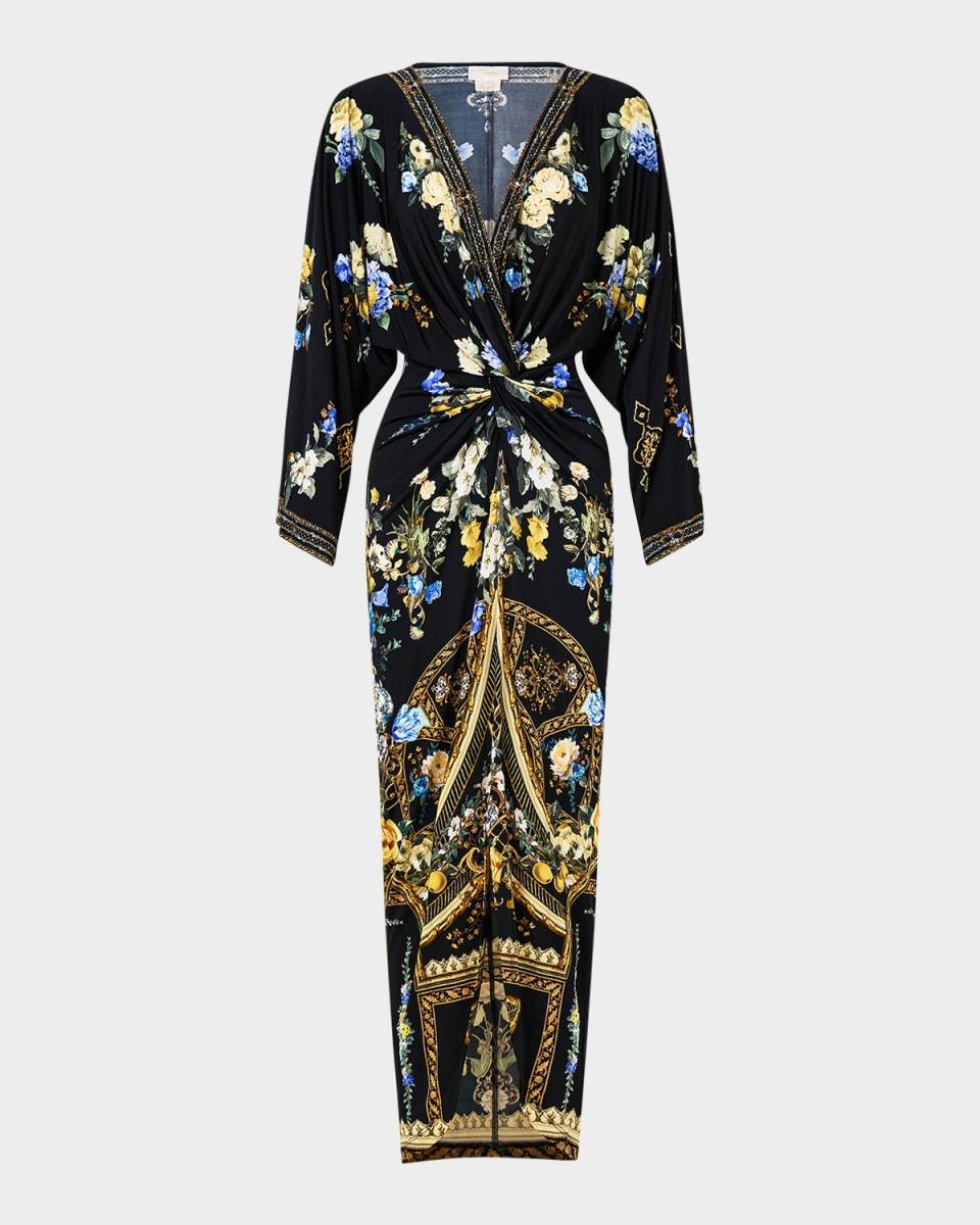 Ottoman Elegance Long Split Front Twist Dress